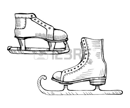 450x375 Old Ice Skates Vector Line Illustration Royalty Free Cliparts