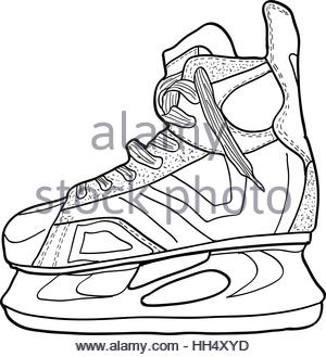 300x329 Sketch Of Hockey Skates. Skates To Play Hockey On Ice, Vector
