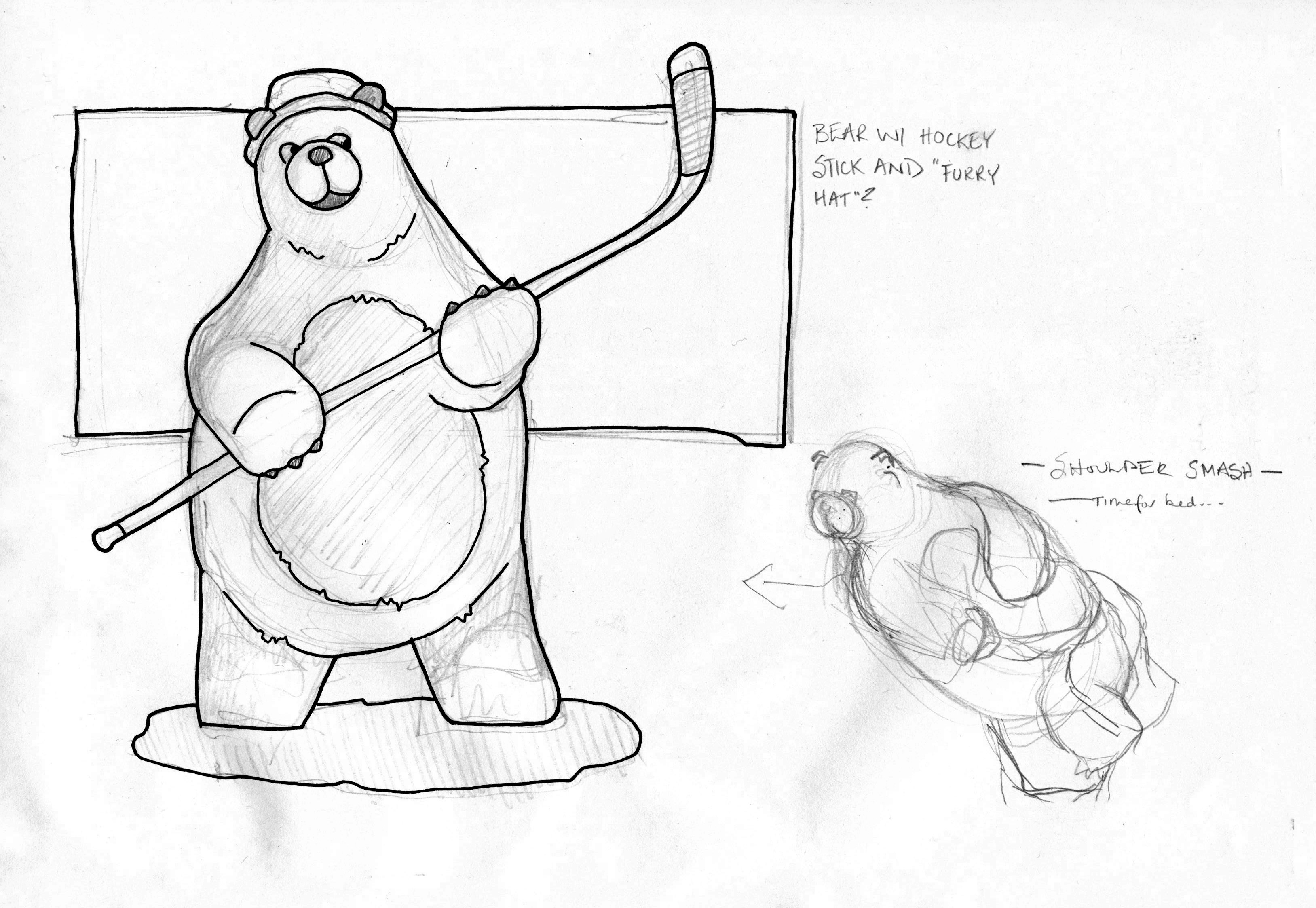 3255x2246 Polar Bear With Hockey Stick Drawing Lafbok