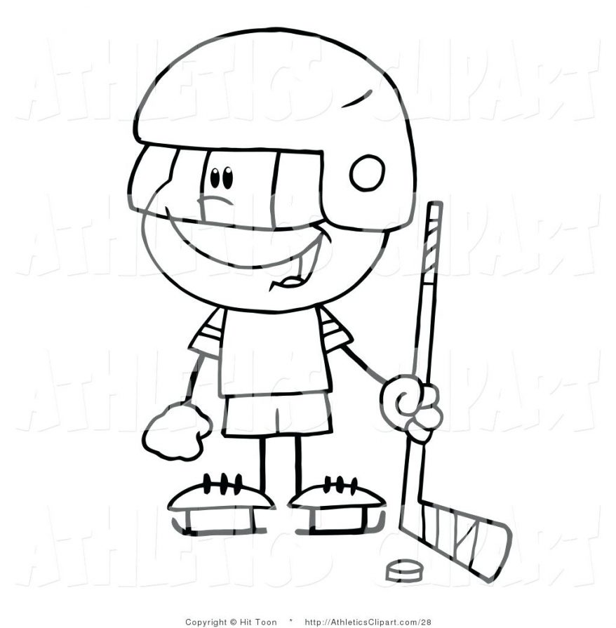 878x895 Clip Art Of A Coloring Page Little Boy Playing Hockey Goalie 56