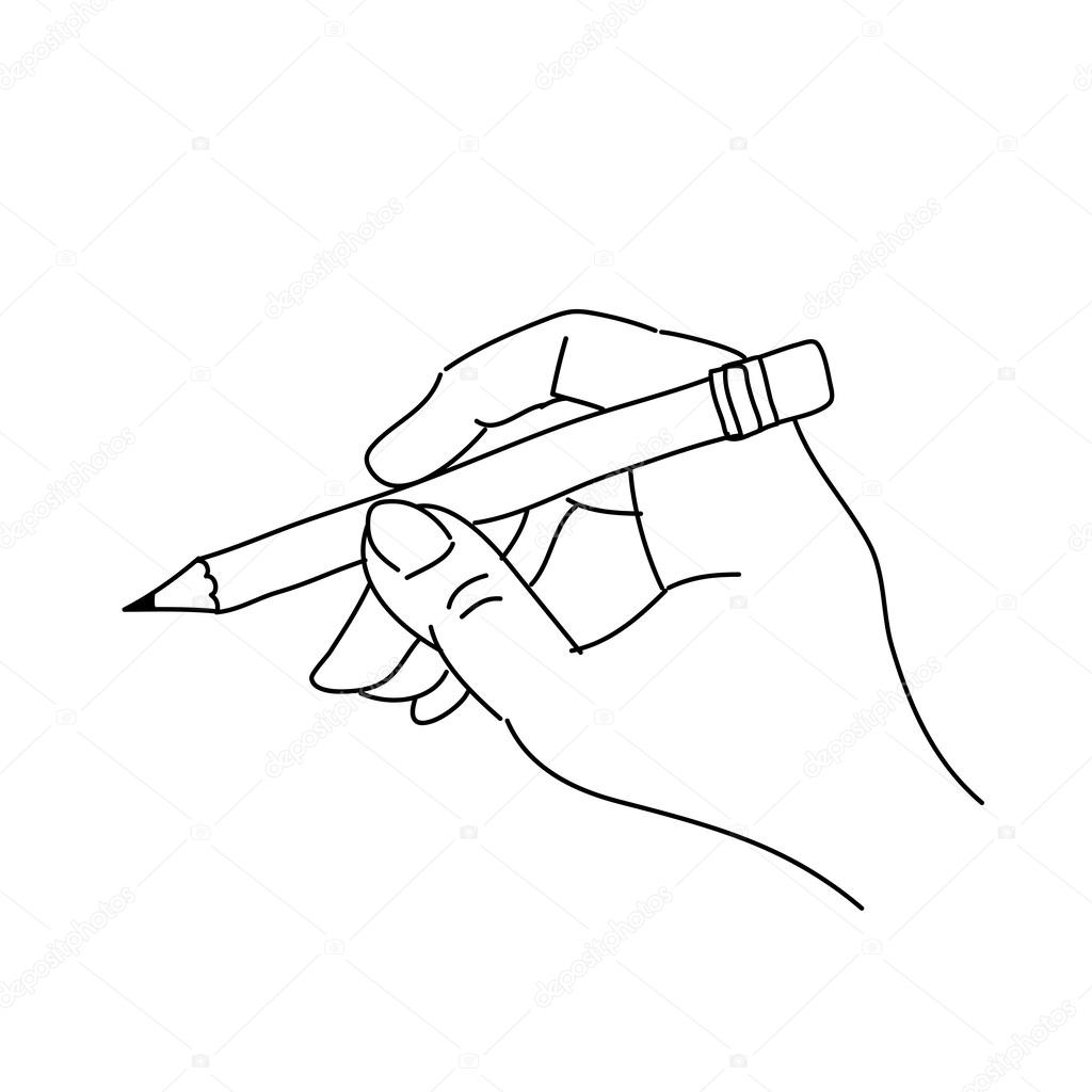 1024x1024 Hand Holding Pencil Stock Vector Atthameeni