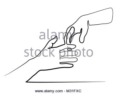 400x320 Continuous Line Drawing Of Holding Hands Together Stock Vector Art