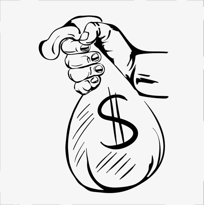 650x651 Black And White Hands Holding Money Bag, Sketch, Hand Money, Hand