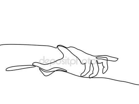 449x337 Continuous Line Drawing Of Holding Hands Together Stock Vector