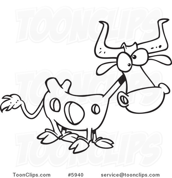 581x600 Cartoon Black And White Line Drawing Of A Cow With Holes