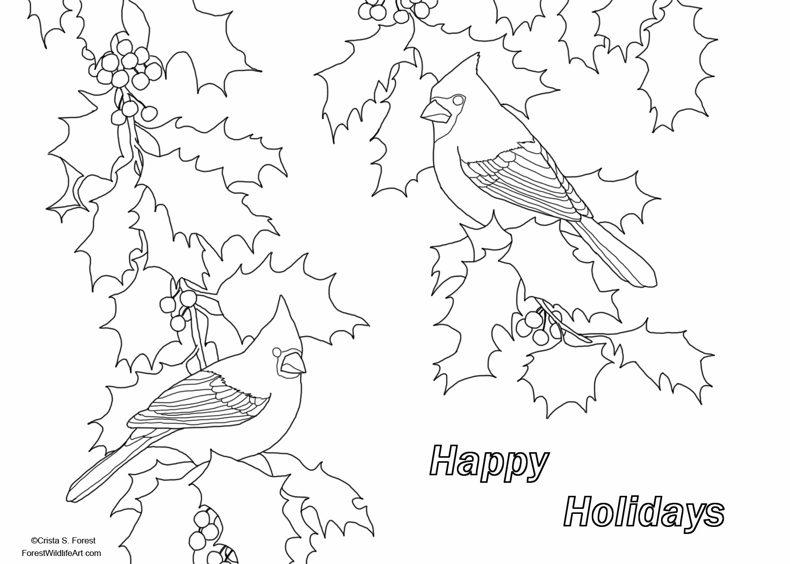 1575x1125 Forest Wildlife Art Holiday Greeting Coloring Page For Children