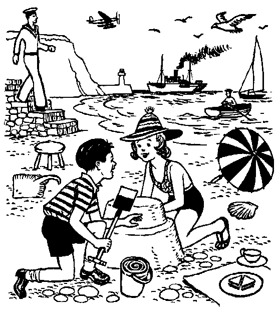 551x616 At The Beach Coloring In Picture For Kids