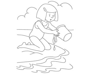 300x250 Colorings Holiday, Family On Beach, Holiday Picture Colorings