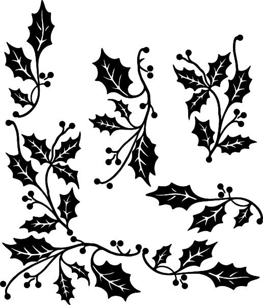 516x598 Holly Leaf Clipart Black And White