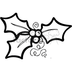 300x300 Royalty Free Three Black And White Leaf Holly Berries 143849