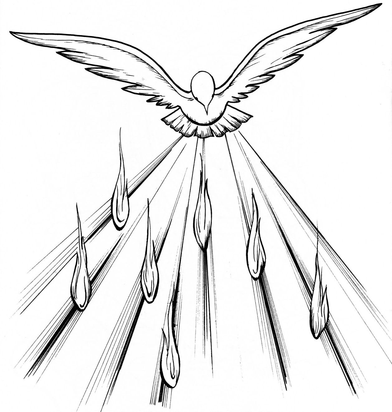 1258x1323 Tongues Of Fire Coloring Pages Holy Spirit Dove Clip Art