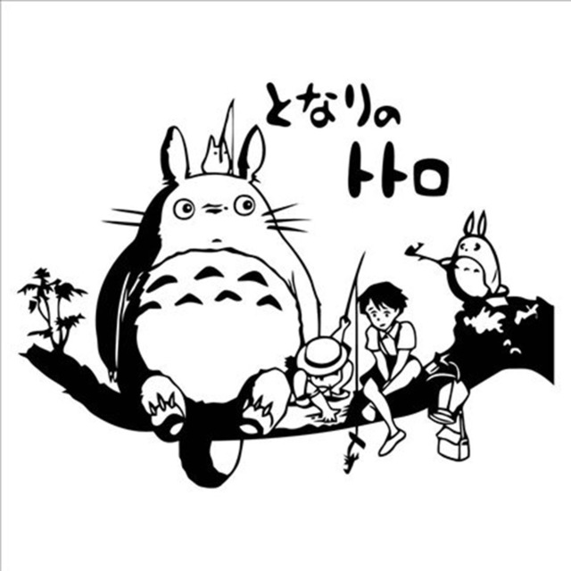 640x640 Cartoon Totoro Wall Sticker Kids Room Caricature Home Decor
