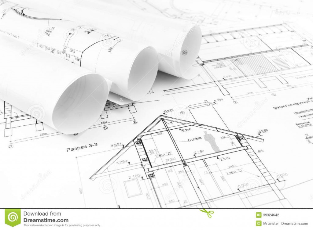 1024x754 House Plan Construction Drawings Stock Photo. Image Of House, Line