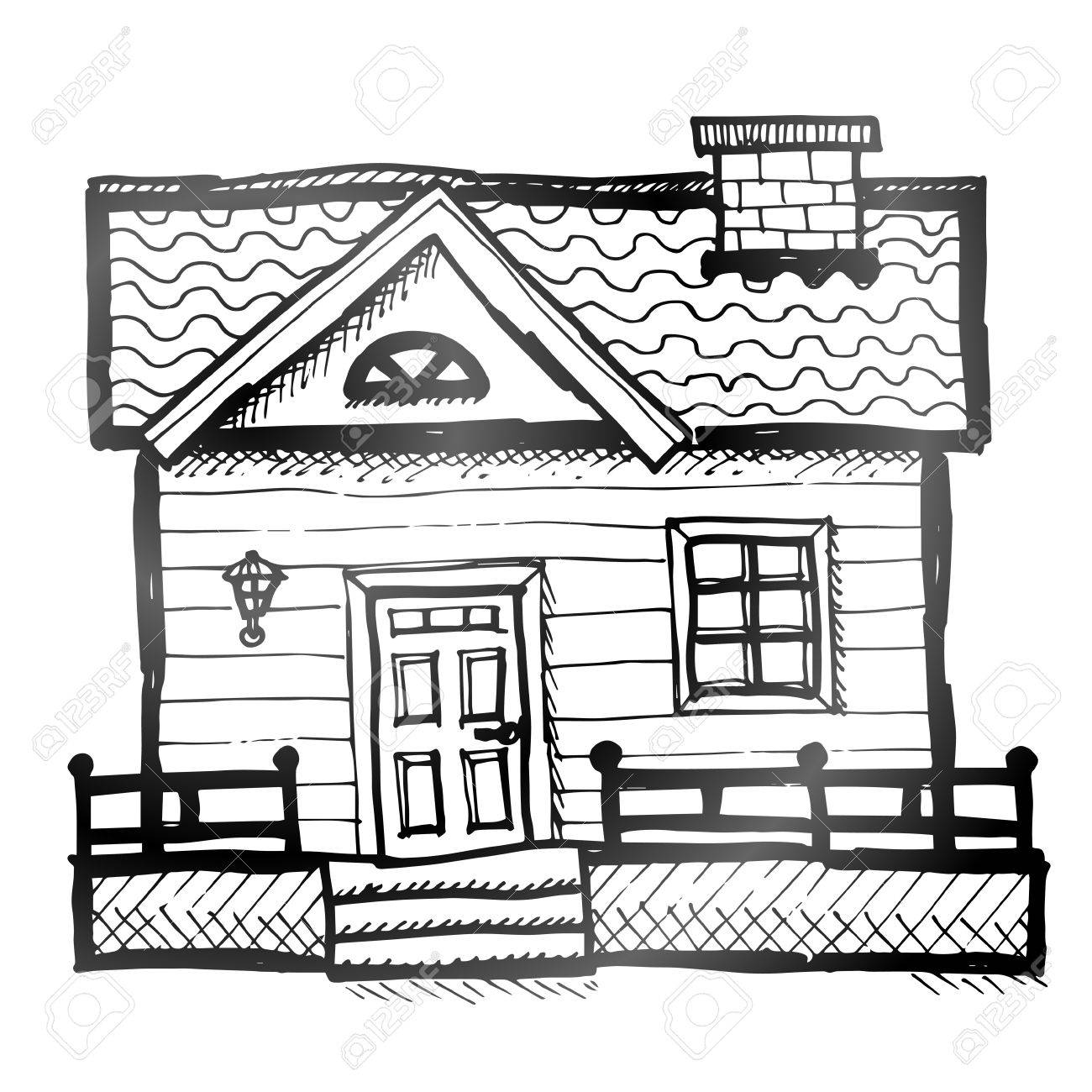1300x1300 Hand Drawn House Sketch Of Home In Doodle Style Royalty Free