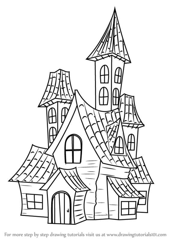 569x800 Learn How To Draw A Spooky Haunted House (Halloween) Step By Step