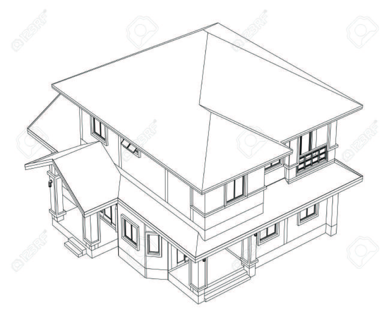 1300x1083 Drawings, Design House No Colour Stock Photo, Picture And Royalty