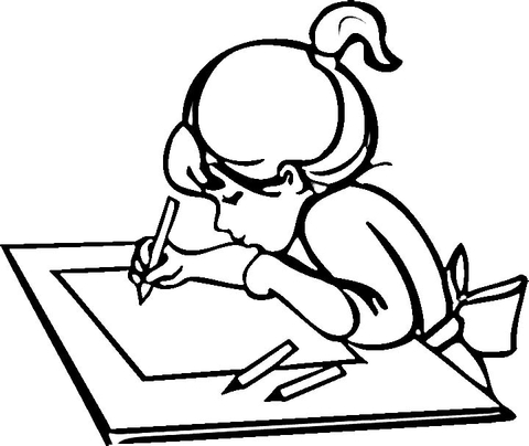 480x404 A Girl Is Doing Homework Coloring Page Free Printable Coloring Pages