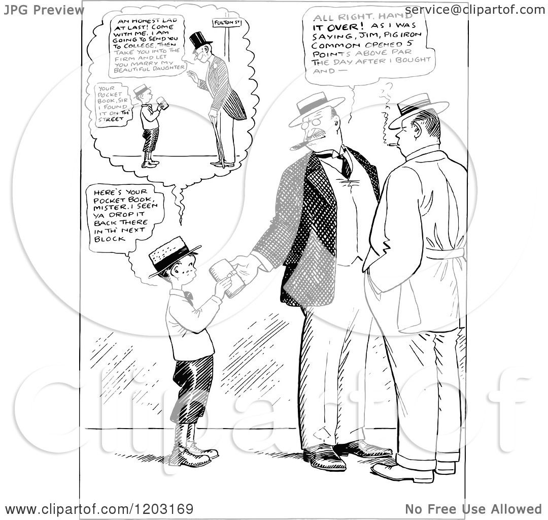 1080x1024 Cartoon Of A Vintage Black And White Honest Boy