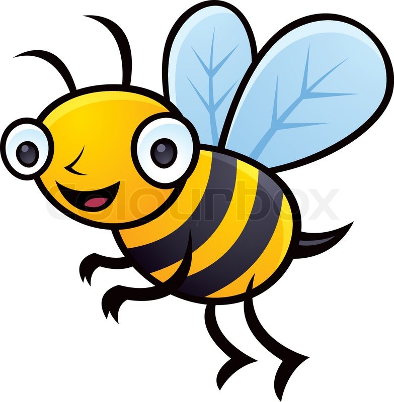 783x800 Cartoon Vector Illustration Of A Happy Little Bumblebee Flying