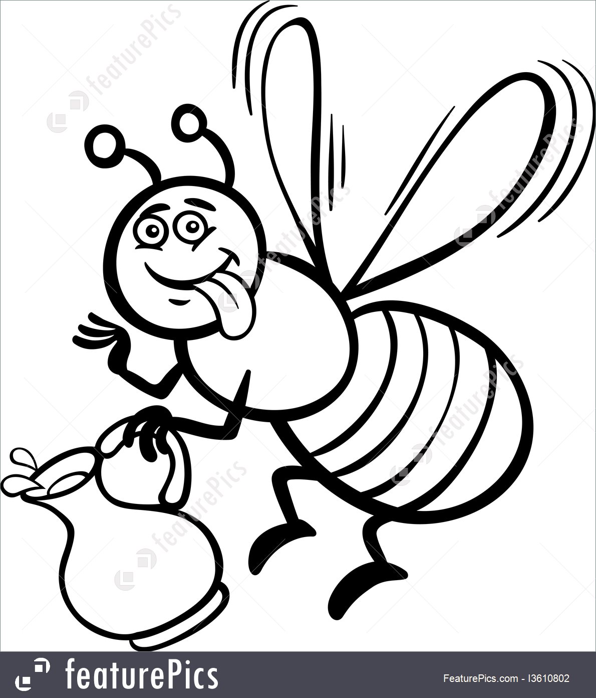 1190x1392 Honey Bee Cartoon For Coloring Book Illustration