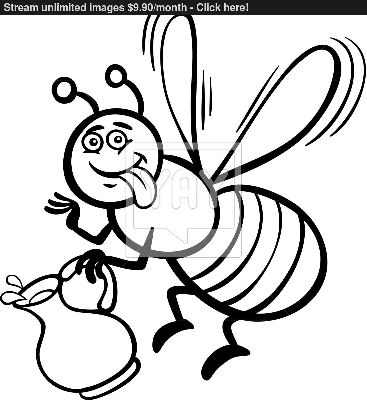 1466x1600 Honey Bee Cartoon For Coloring Book Vector