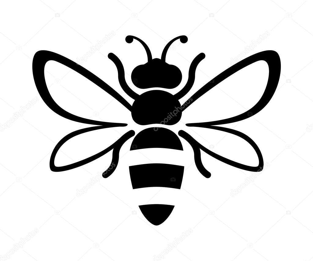 1024x854 Graphic Illustration Of Silhouette Honey Bee. Isolated