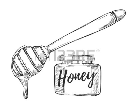 450x369 Honey Stick Freehand Pencil Drawing Isolated On White Background