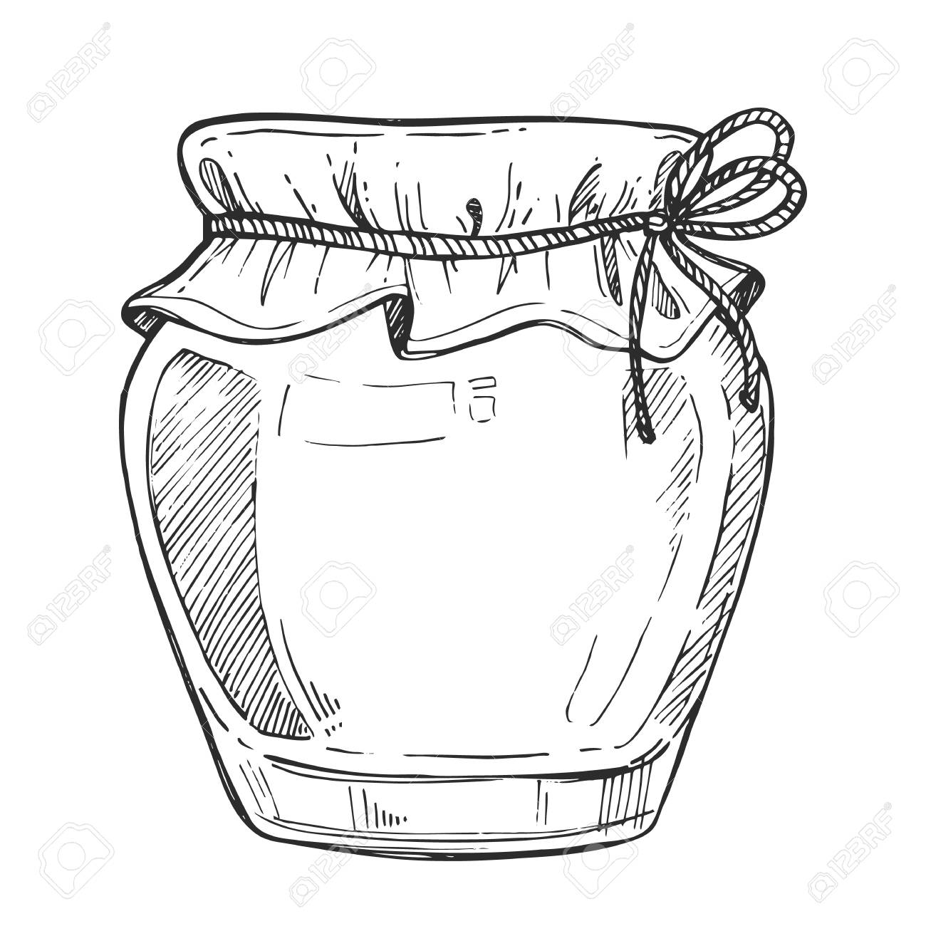1300x1300 Mason Jar Freehand Pencil Drawing Isolated On White Background