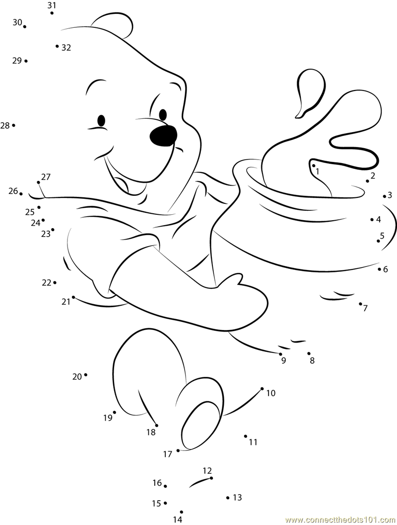 800x1056 Pooh Bear With Honey Pot Dot To Dot Printable Worksheet