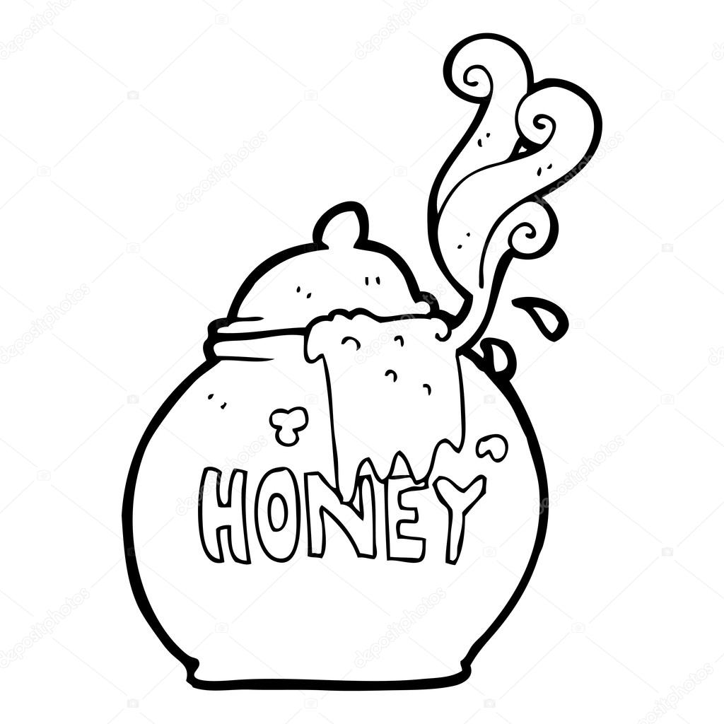 1024x1024 Black And White Cartoon Honey Pot Stock Vector Lineartestpilot