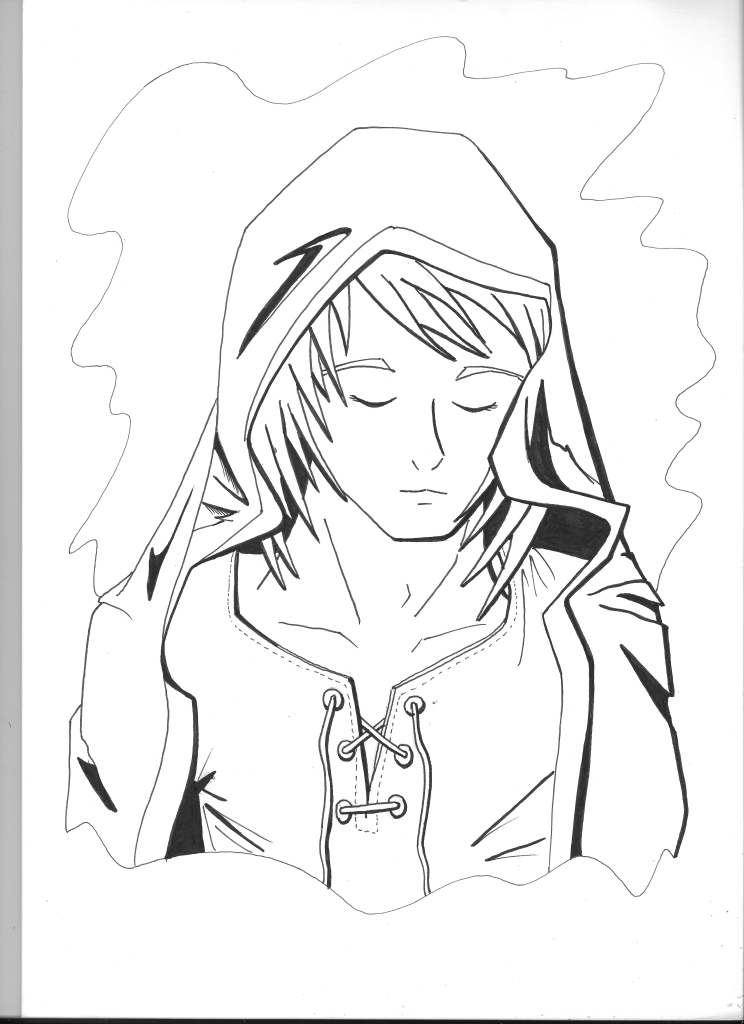 744x1024 Days 57 And 58 Hooded Manga Man Watercolour Vs Digital Colour