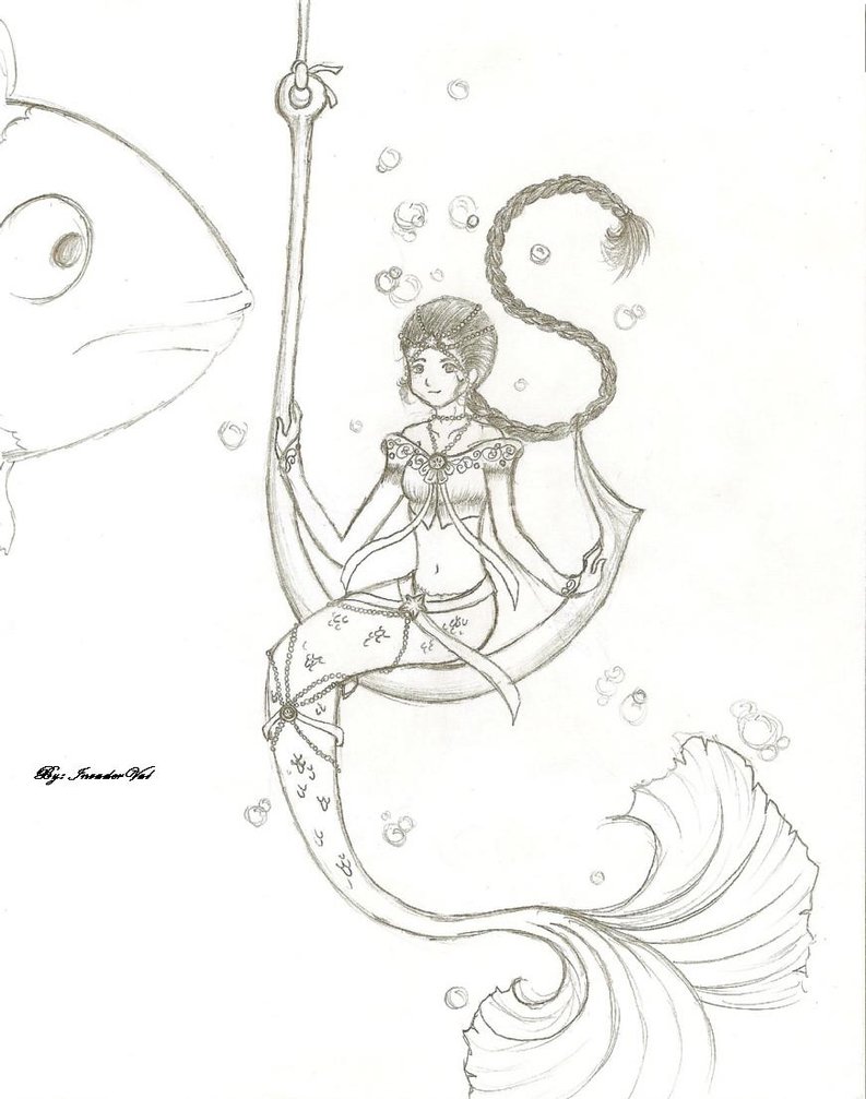 793x1007 Mermaid Sitting Hook By Invaderval