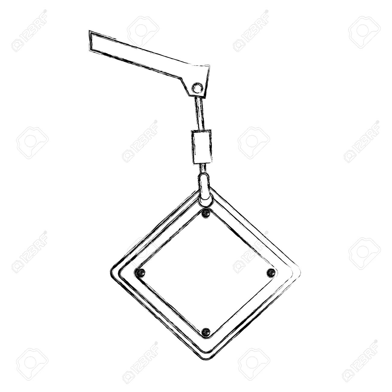 1300x1300 Monochrome Contour Hand Drawing Of Crane Hook Holding A Diamond