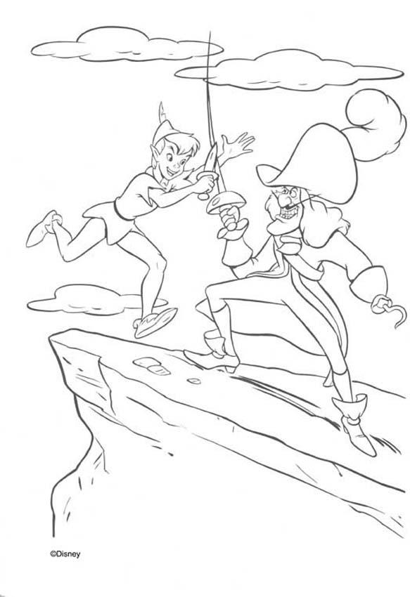 583x850 Nice Coloring Page Of The Disney Movie Peter Pan. Color The Fight