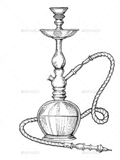 236x314 Hookah Set, Sketch For Your Design. Vector Illustration
