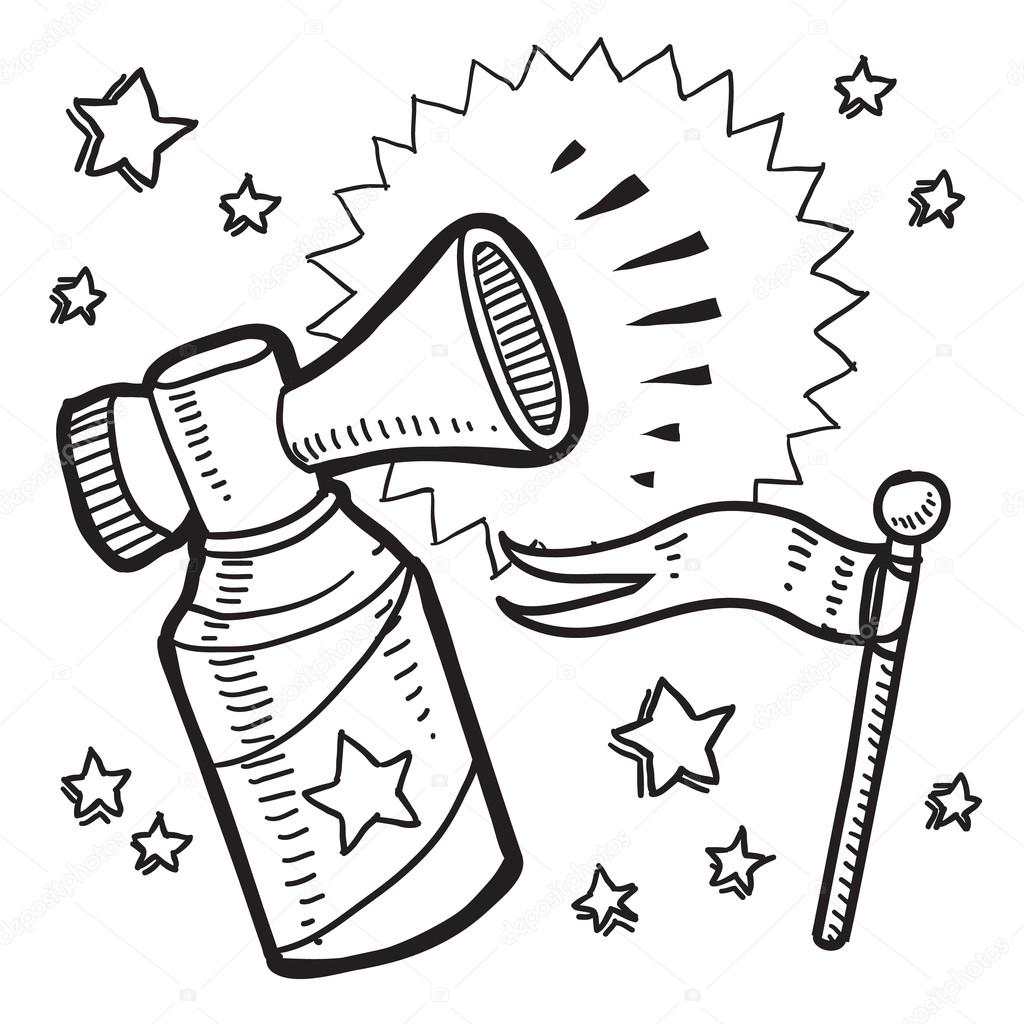 1024x1024 Announcement Flag And Horn Sketch Stock Vector Lhfgraphics