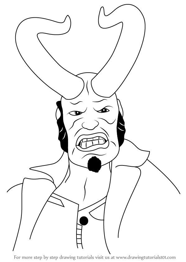 598x844 Learn How To Draw Hellboy With Horns (Hellboy) Step By Step