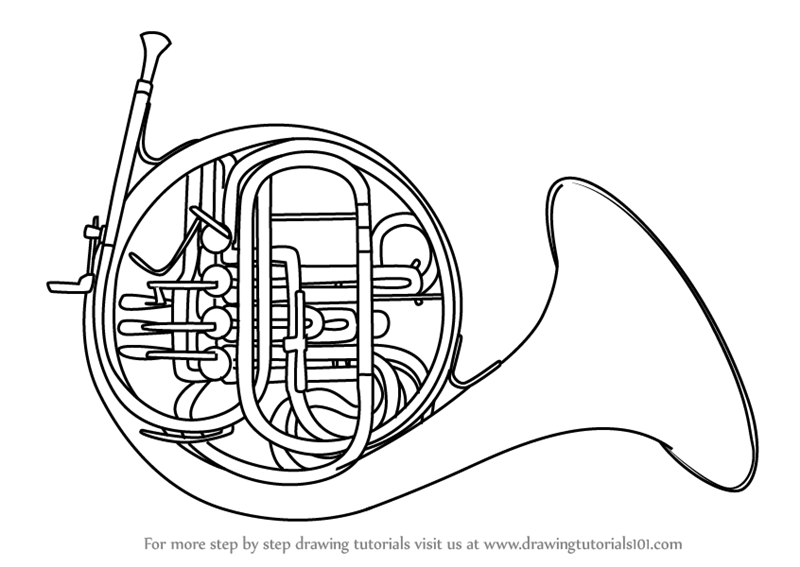 800x567 Learn How To Draw A French Horn (Musical Instruments) Step By Step