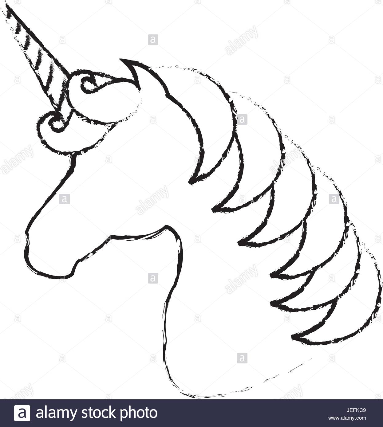1246x1390 Unicorn Animal Horn Icon Vector Illustration Design Draw Stock