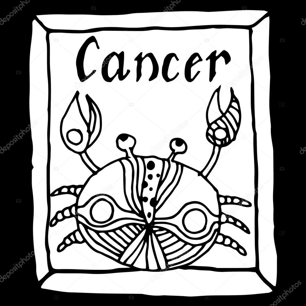 1024x1024 Cancer Horoscope Sign Vectorized Hand Draw Stock Vector Zelena