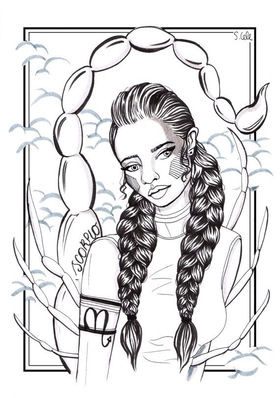 570x809 Scorpio Zodiac Print Star Sign Print Horoscope Drawing Sign