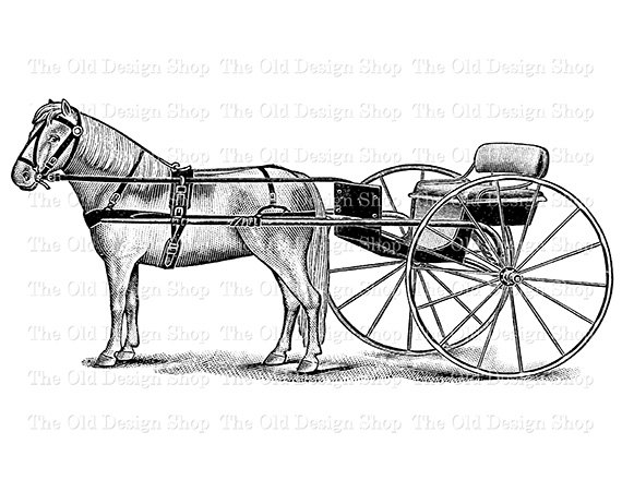 570x440 Horse And Buggy Vintage Clip Art Printable Farm Illustration
