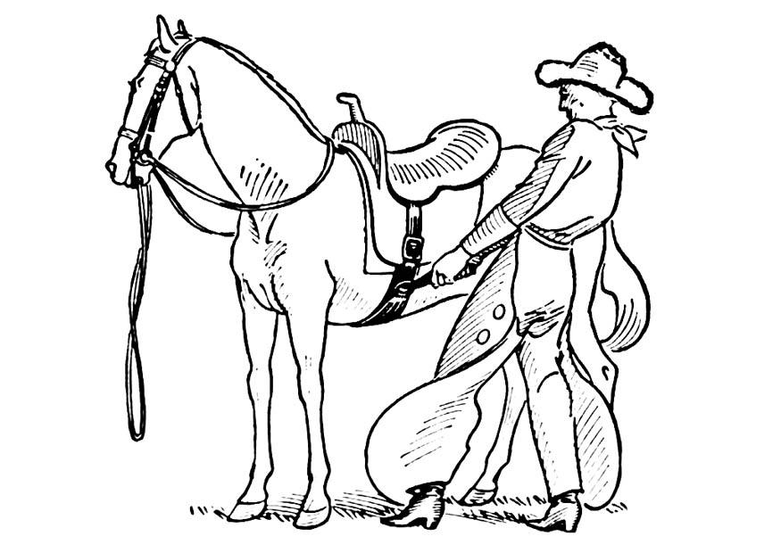 875x620 Coloring Page Cowboy Saddles Horse