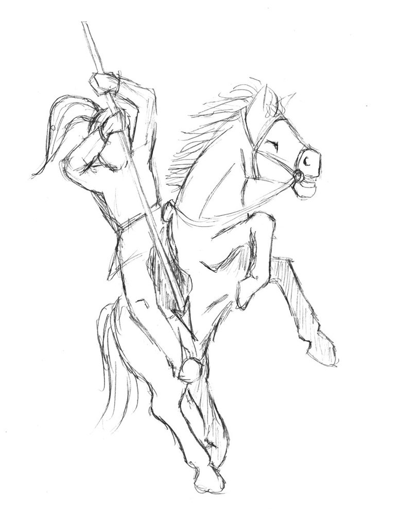 781x1022 Horse And Rider Sketch By Guruhoro