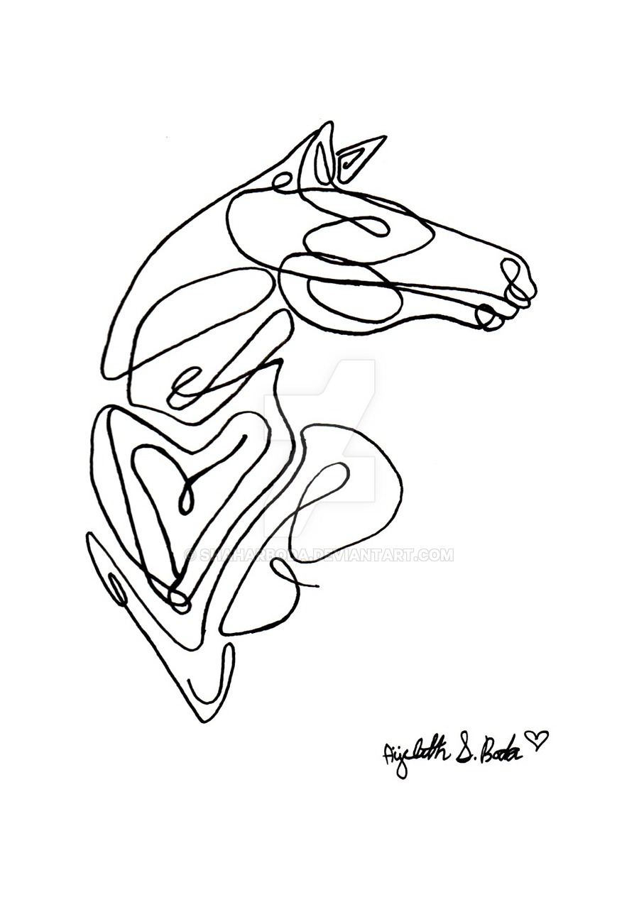 900x1264 Horse Single Line Art By On @
