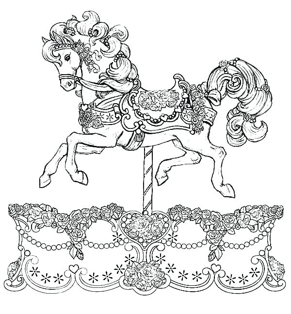 600x648 Horse And Carriage Coloring Pages Free To Print Carousel Best