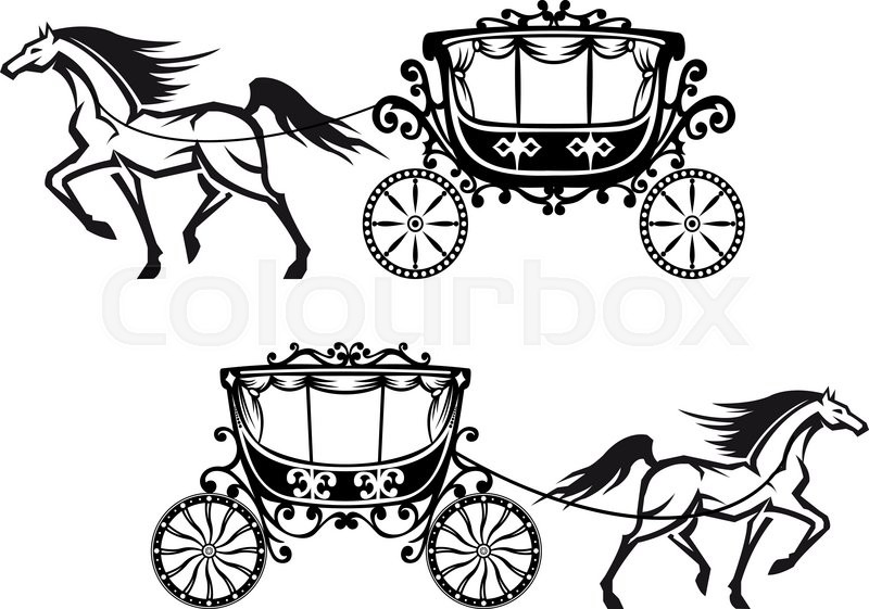 800x561 Horses Harnessed To A Antique Carriages With Elegant Curtains