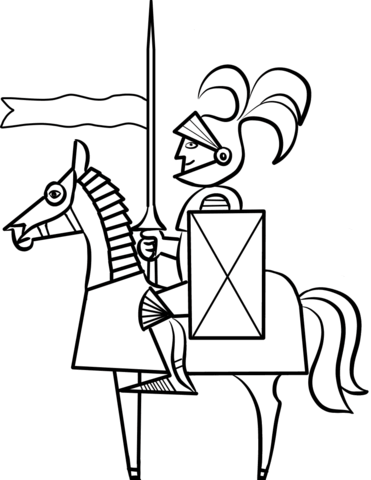 371x480 Cartoon Knight On Horse Coloring Page Free Printable Coloring Pages