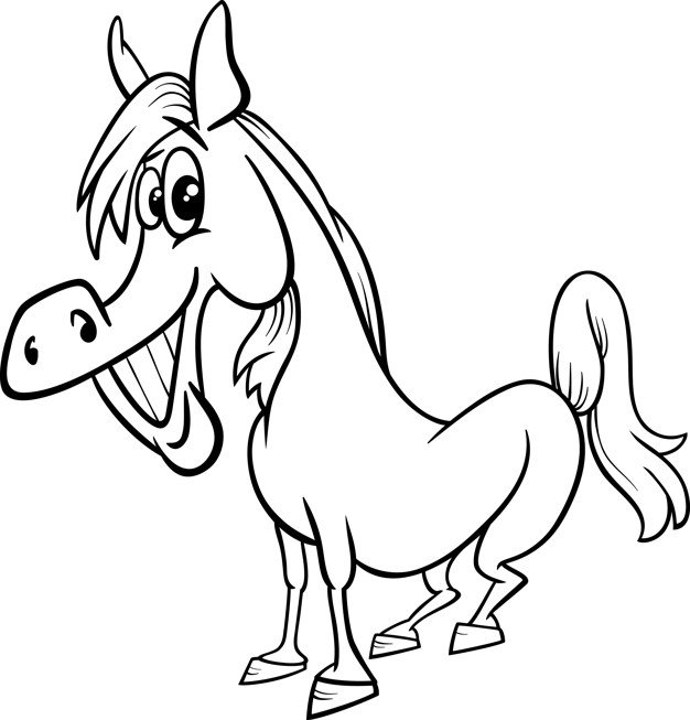 626x653 Farm Horse Cartoon Coloring Page Vector Premium Download