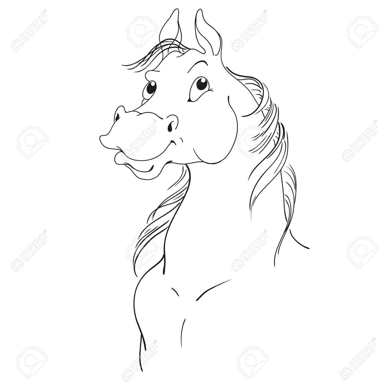 1300x1300 Cartoon Character Horse. Vector Portrait Of A Horse. Royalty Free